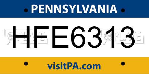 HFE6313 Pennsylvania License Plate