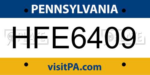 HFE6409 Pennsylvania License Plate