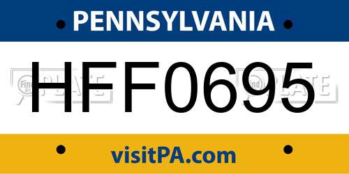 HFF0695 Pennsylvania License Plate
