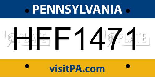 HFF1471 Pennsylvania License Plate