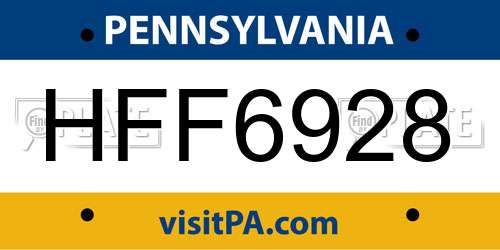 HFF6928 Pennsylvania License Plate
