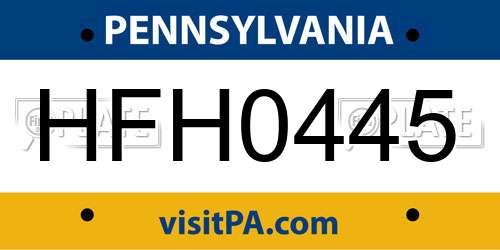 HFH0445 Pennsylvania License Plate