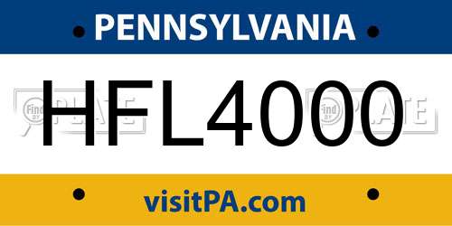 HFL4000 Pennsylvania License Plate