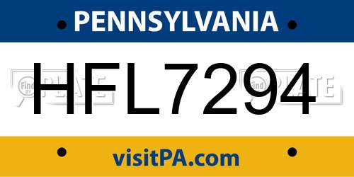 HFL7294 Pennsylvania License Plate