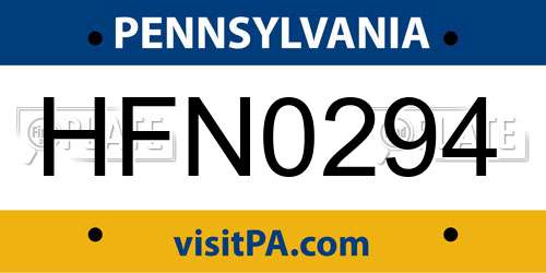 HFN0294 Pennsylvania License Plate