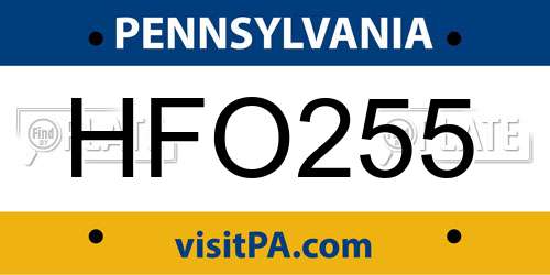 HFO255 Pennsylvania License Plate