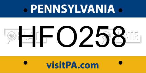 HFO258 Pennsylvania License Plate