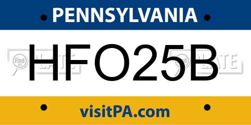 HFO25B Pennsylvania License Plate