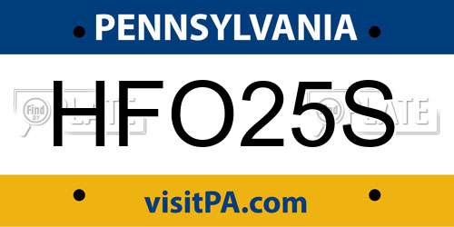 HFO25S Pennsylvania License Plate