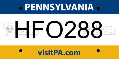 HFO288 Pennsylvania License Plate
