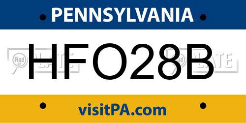 HFO28B Pennsylvania License Plate