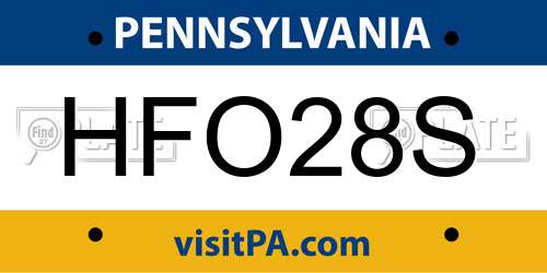 HFO28S Pennsylvania License Plate