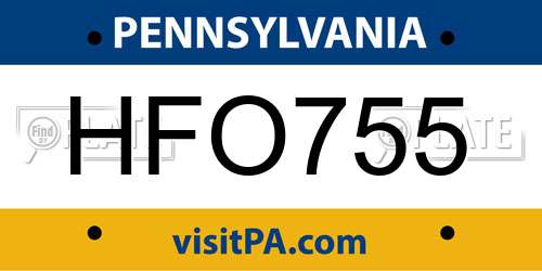 HFO755 Pennsylvania License Plate