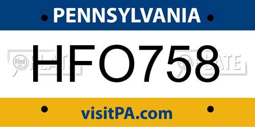 HFO758 Pennsylvania License Plate