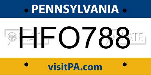 HFO788 Pennsylvania License Plate