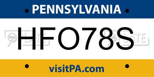 HFO78S Pennsylvania License Plate