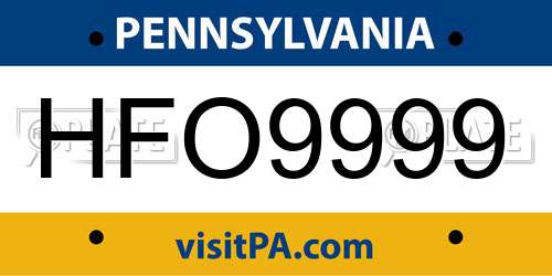 HFO9999 Pennsylvania License Plate