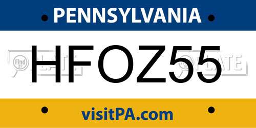 HFOZ55 Pennsylvania License Plate