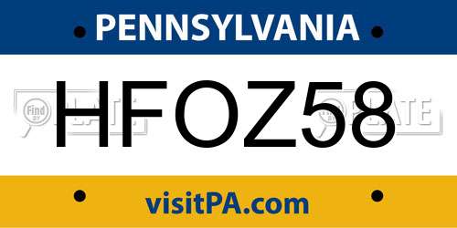 HFOZ58 Pennsylvania License Plate