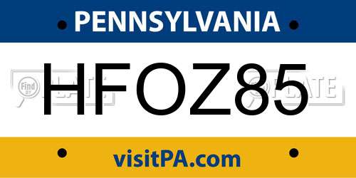 HFOZ85 Pennsylvania License Plate