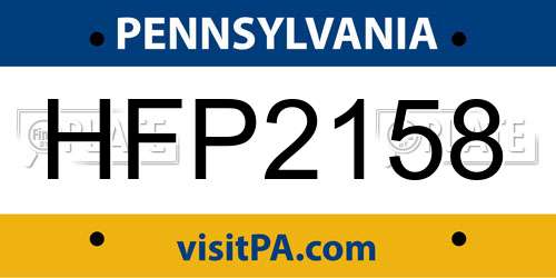 HFP2158 Pennsylvania License Plate