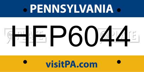 HFP6044 Pennsylvania License Plate