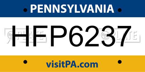 HFP6237 Pennsylvania License Plate