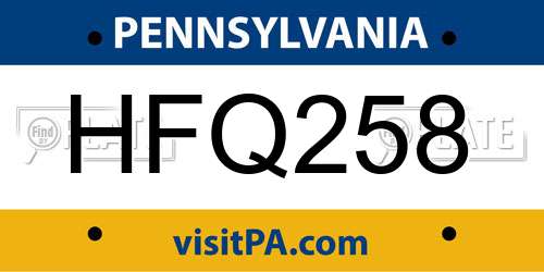 HFQ258 Pennsylvania License Plate