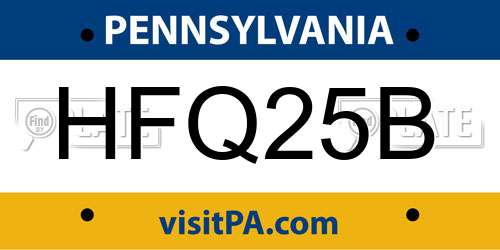 HFQ25B Pennsylvania License Plate