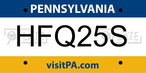 HFQ25S Pennsylvania License Plate