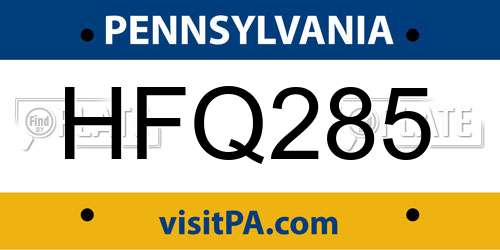 HFQ285 Pennsylvania License Plate