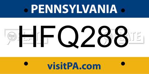 HFQ288 Pennsylvania License Plate