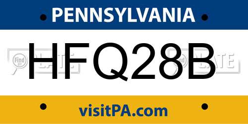 HFQ28B Pennsylvania License Plate