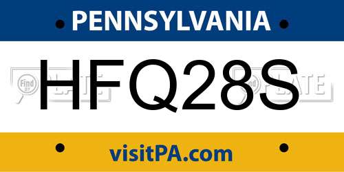HFQ28S Pennsylvania License Plate
