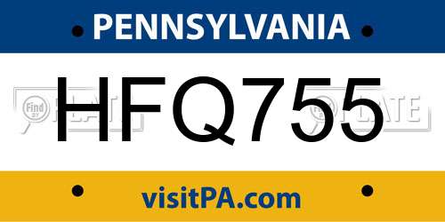 HFQ755 Pennsylvania License Plate