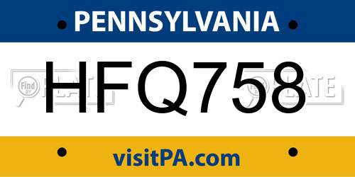 HFQ758 Pennsylvania License Plate