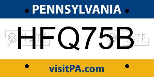 HFQ75B Pennsylvania License Plate