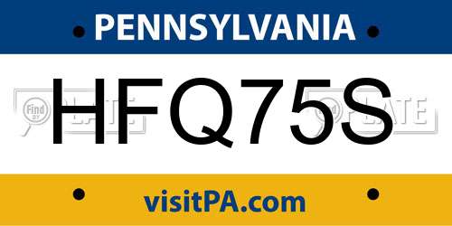 HFQ75S Pennsylvania License Plate