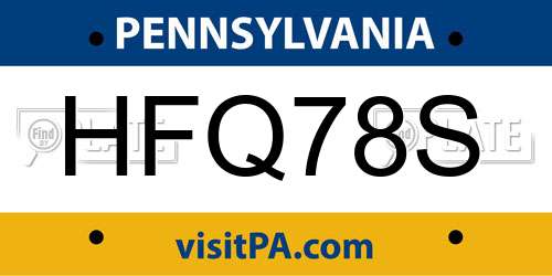 HFQ78S Pennsylvania License Plate
