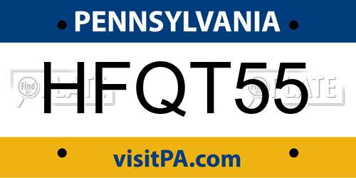 HFQT55 Pennsylvania License Plate