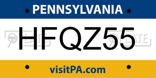 HFQZ55 Pennsylvania License Plate