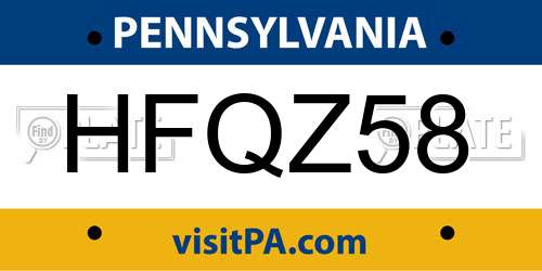 HFQZ58 Pennsylvania License Plate