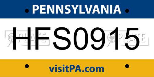 HFS0915 Pennsylvania License Plate