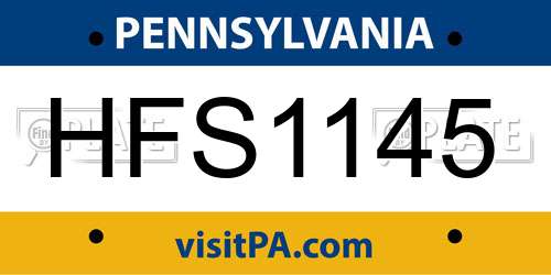 HFS1145 Pennsylvania License Plate