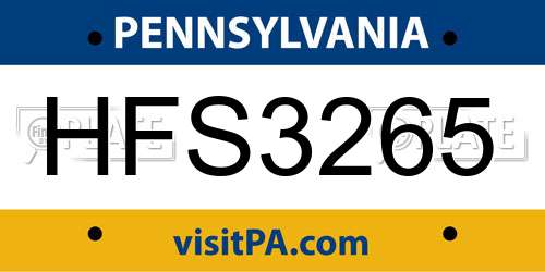 HFS3265 Pennsylvania License Plate