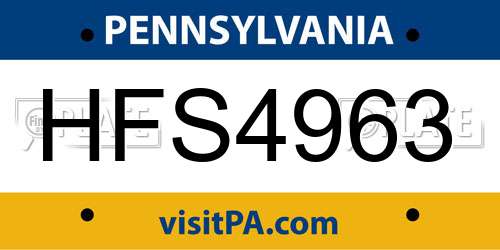 HFS4963 Pennsylvania License Plate
