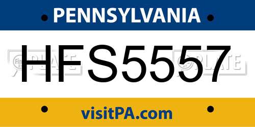 HFS5557 Pennsylvania License Plate
