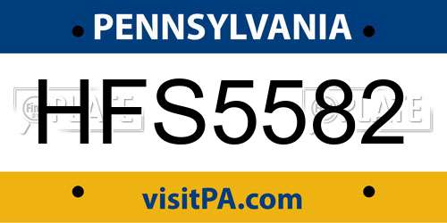 HFS5582 Pennsylvania License Plate