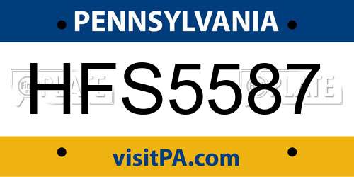 HFS5587 Pennsylvania License Plate