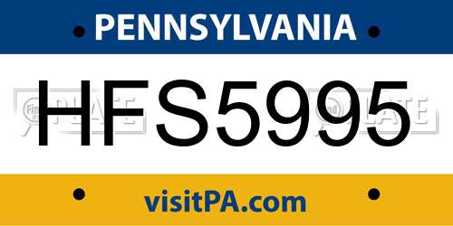HFS5995 Pennsylvania License Plate